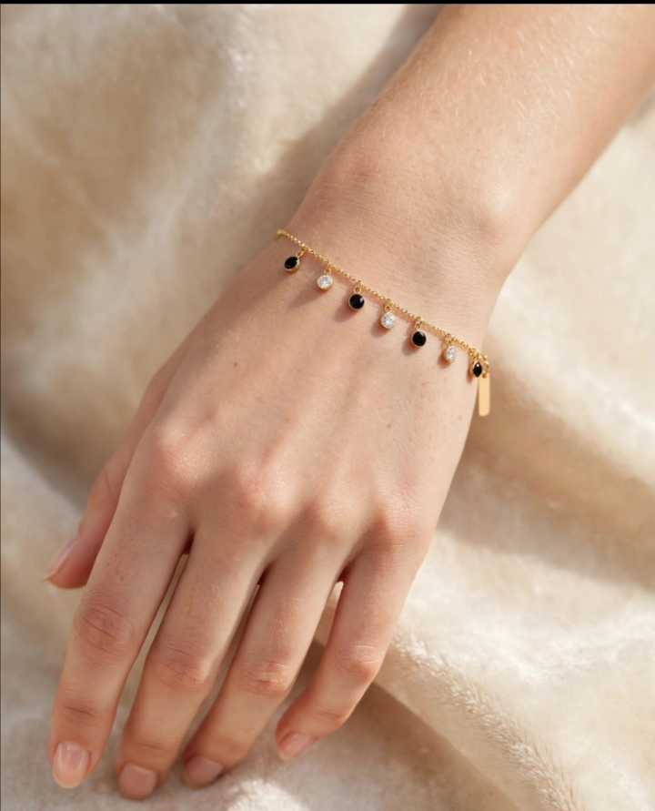 Black & CZ Chain Bracelet