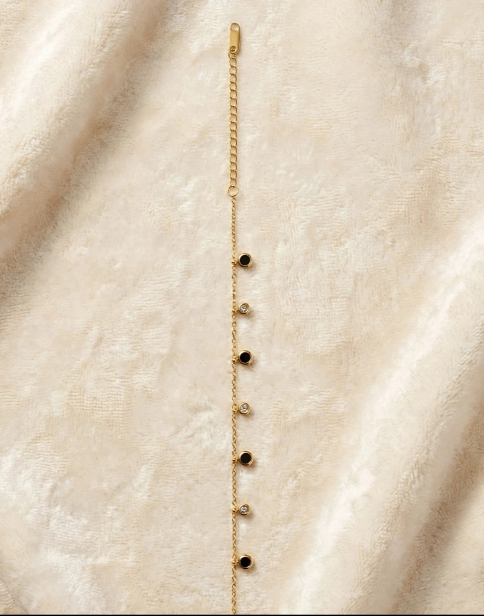 Black & CZ Chain Bracelet detail view